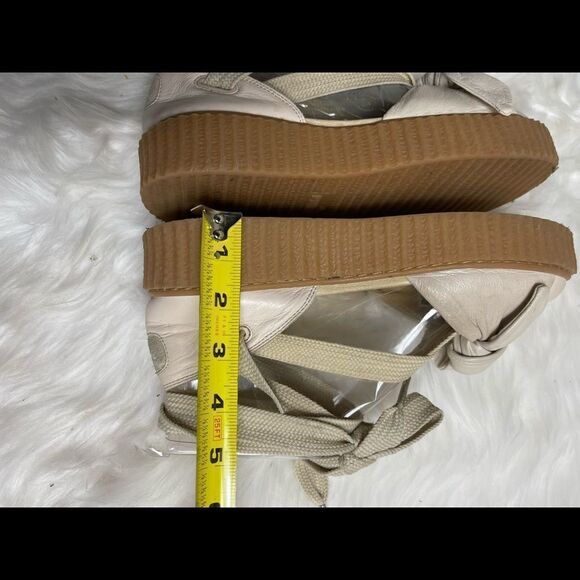 Puma Fenty beige leather creeper lace up with leather bow accent size 7.5 - Picture 6 of 11